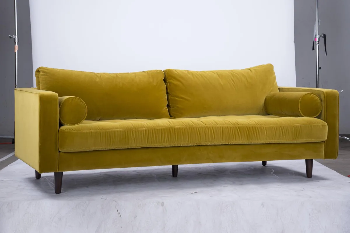 Velvet sofa source photo